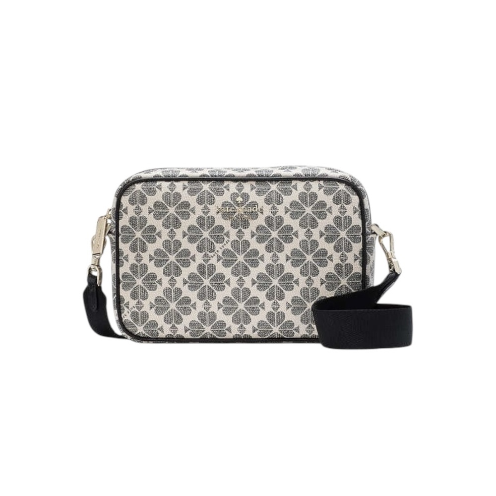 NWT Kate Spade Neutral and Black Spade Flower Camera Crossbody Bag